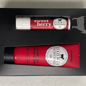 NIB Dionis Goat Milk Hand Cream and Lip Balm Set - Sweet Berry